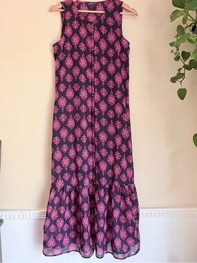 Lucky Brand Navy and Pink Printed Dress